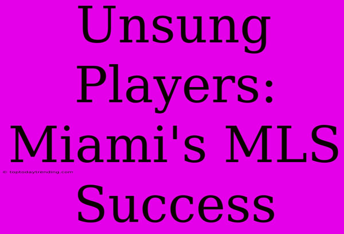 Unsung Players: Miami's MLS Success