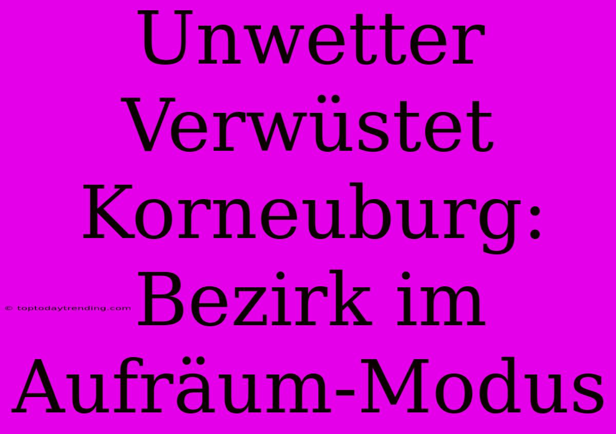 Unwetter Verwüstet Korneuburg: Bezirk Im Aufräum-Modus