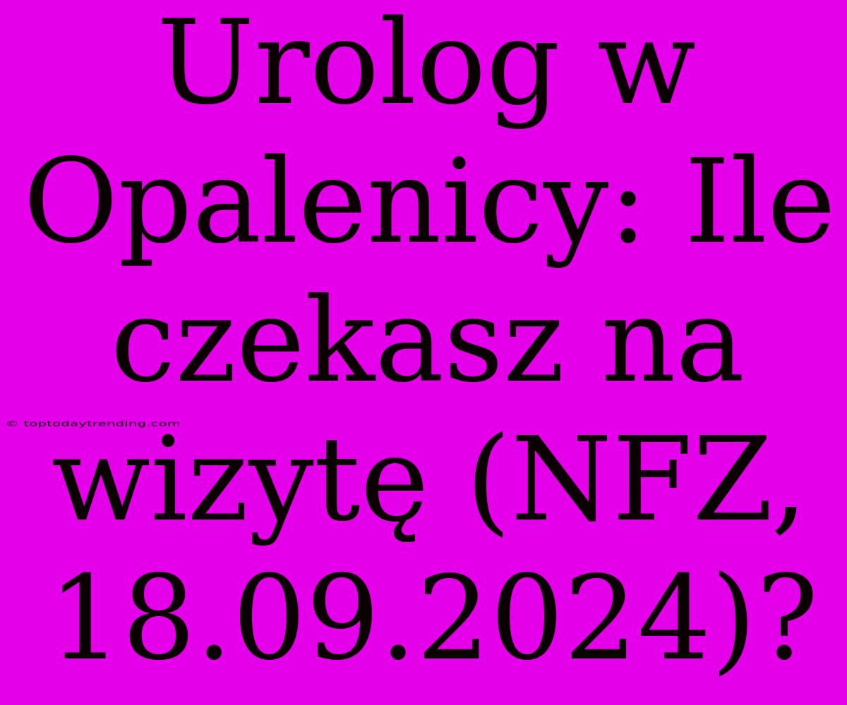 Urolog W Opalenicy: Ile Czekasz Na Wizytę (NFZ, 18.09.2024)?