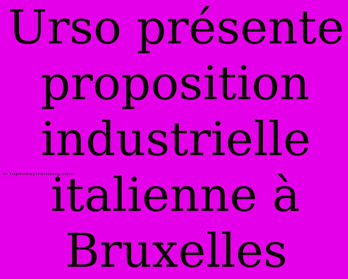 Urso Présente Proposition Industrielle Italienne À Bruxelles