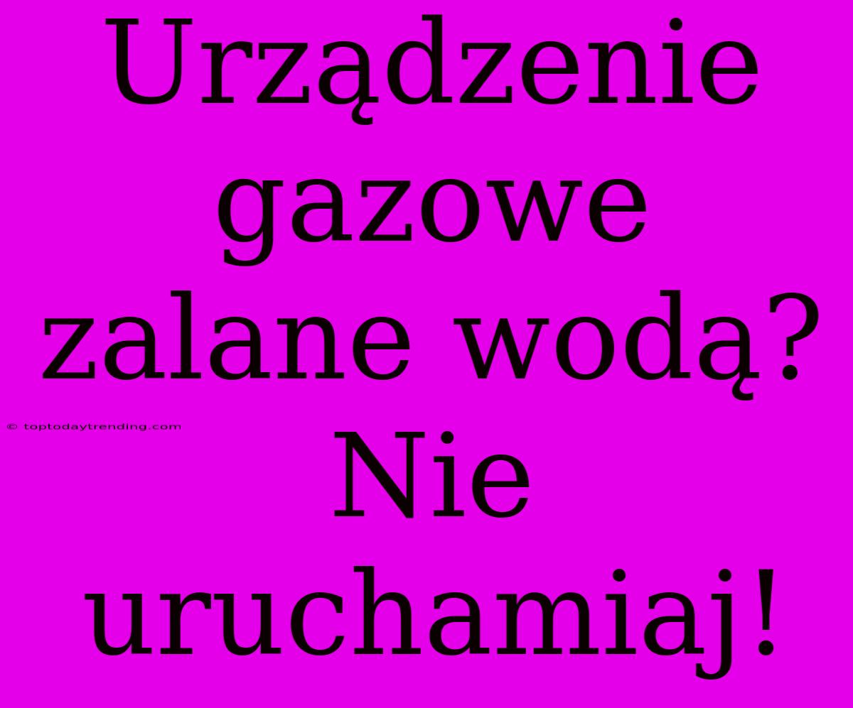 Urządzenie Gazowe Zalane Wodą? Nie Uruchamiaj!