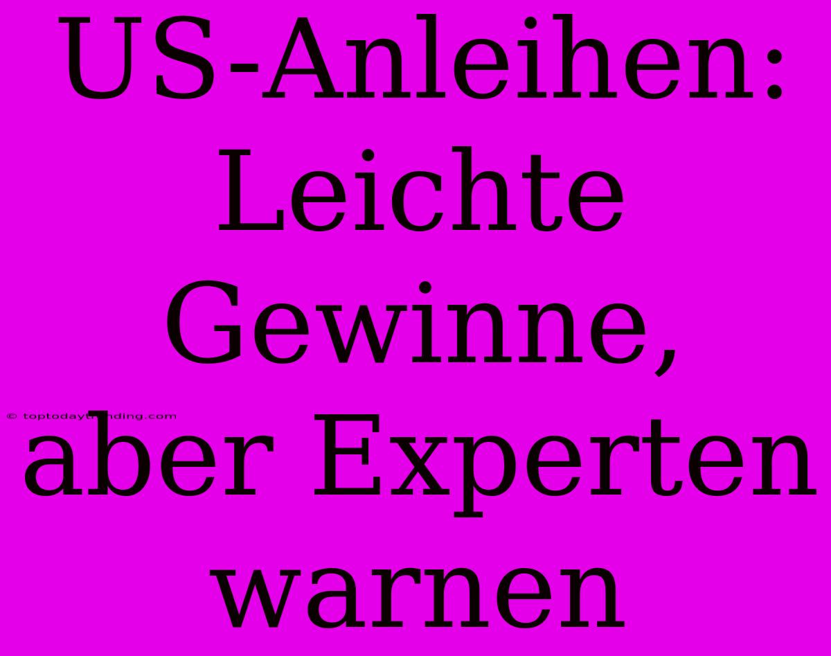 US-Anleihen: Leichte Gewinne, Aber Experten Warnen