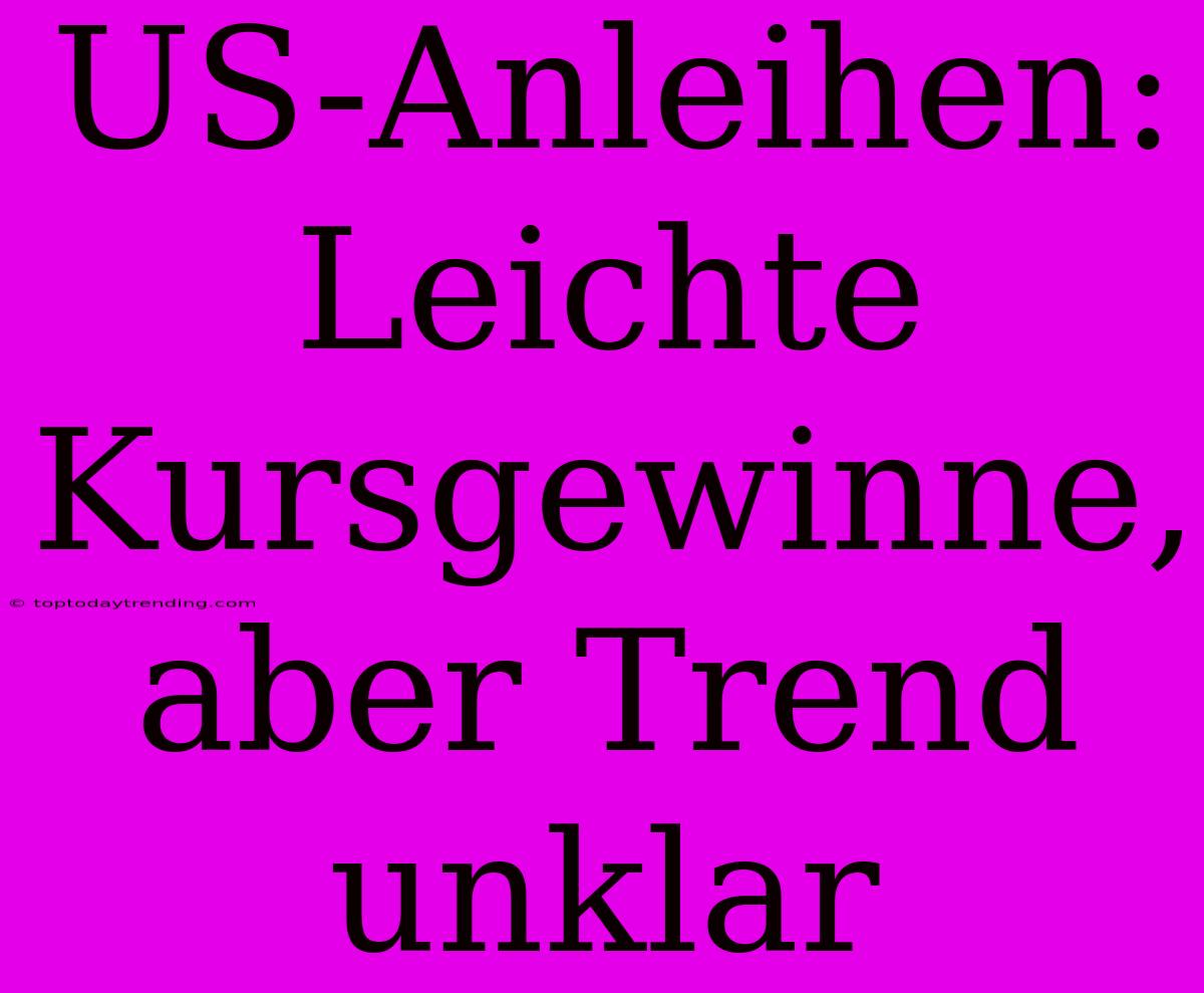 US-Anleihen: Leichte Kursgewinne, Aber Trend Unklar