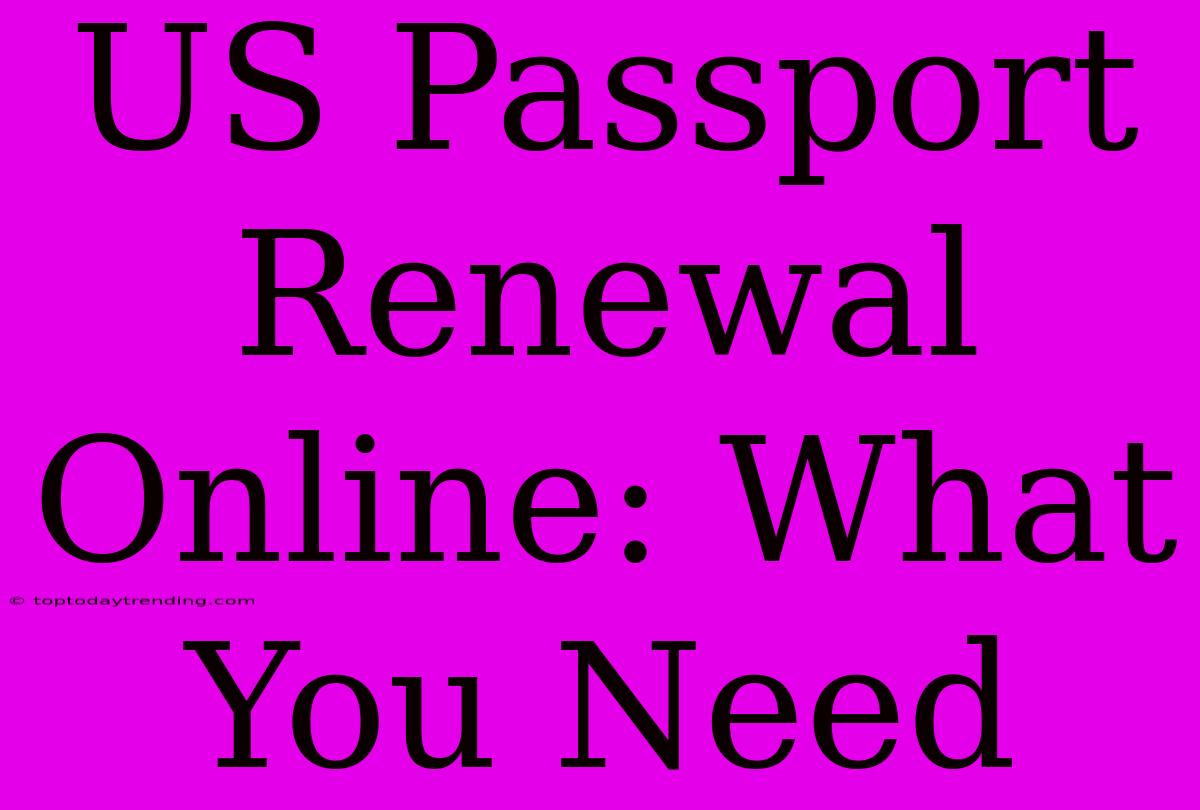 US Passport Renewal Online: What You Need