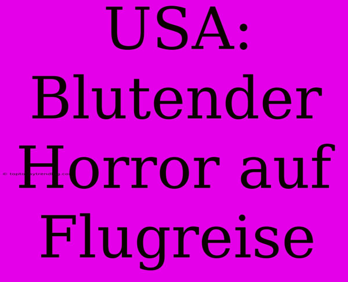 USA: Blutender Horror Auf Flugreise