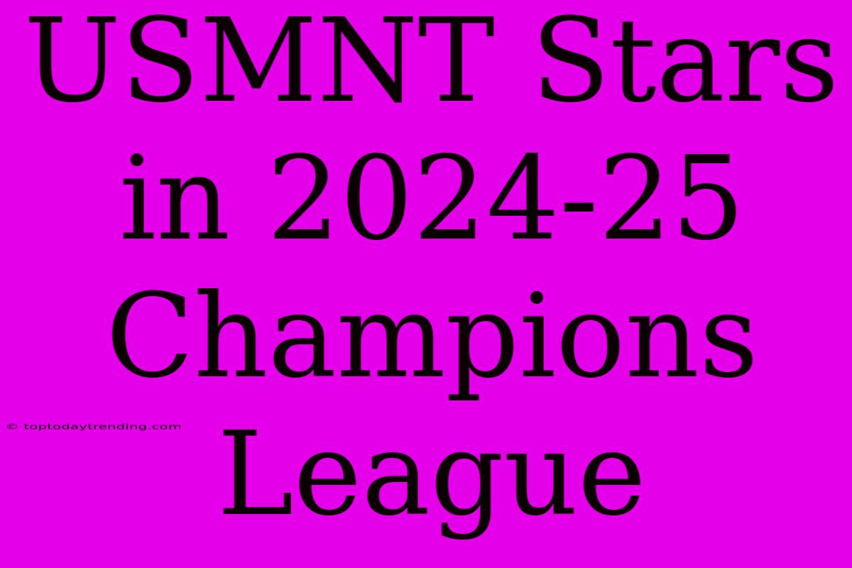 USMNT Stars In 2024-25 Champions League