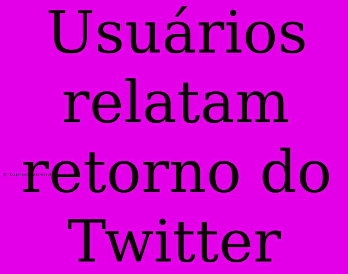 Usuários Relatam Retorno Do Twitter