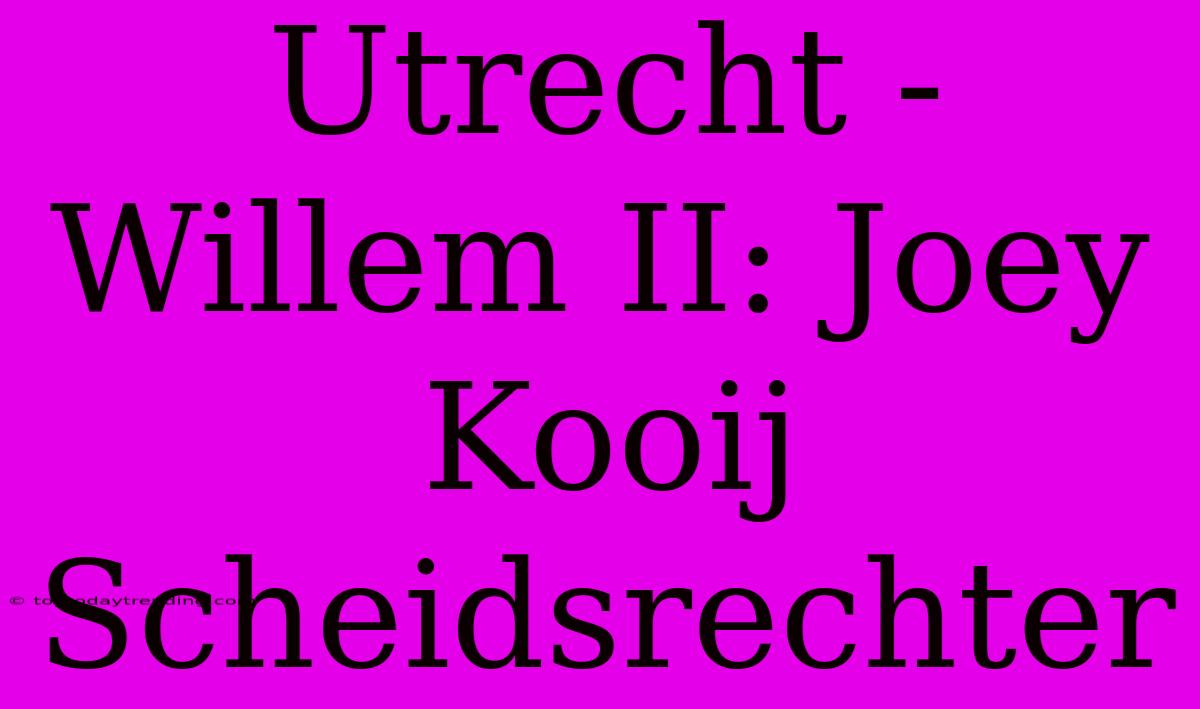 Utrecht - Willem II: Joey Kooij Scheidsrechter