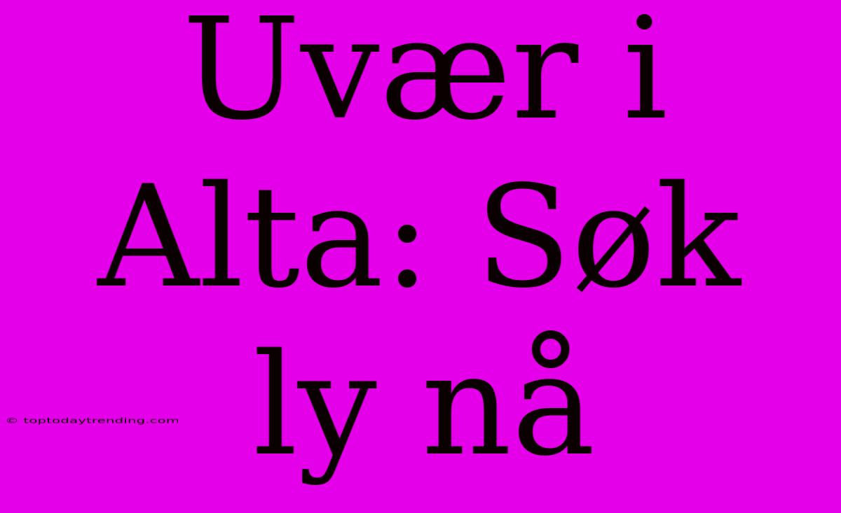 Uvær I Alta: Søk Ly Nå