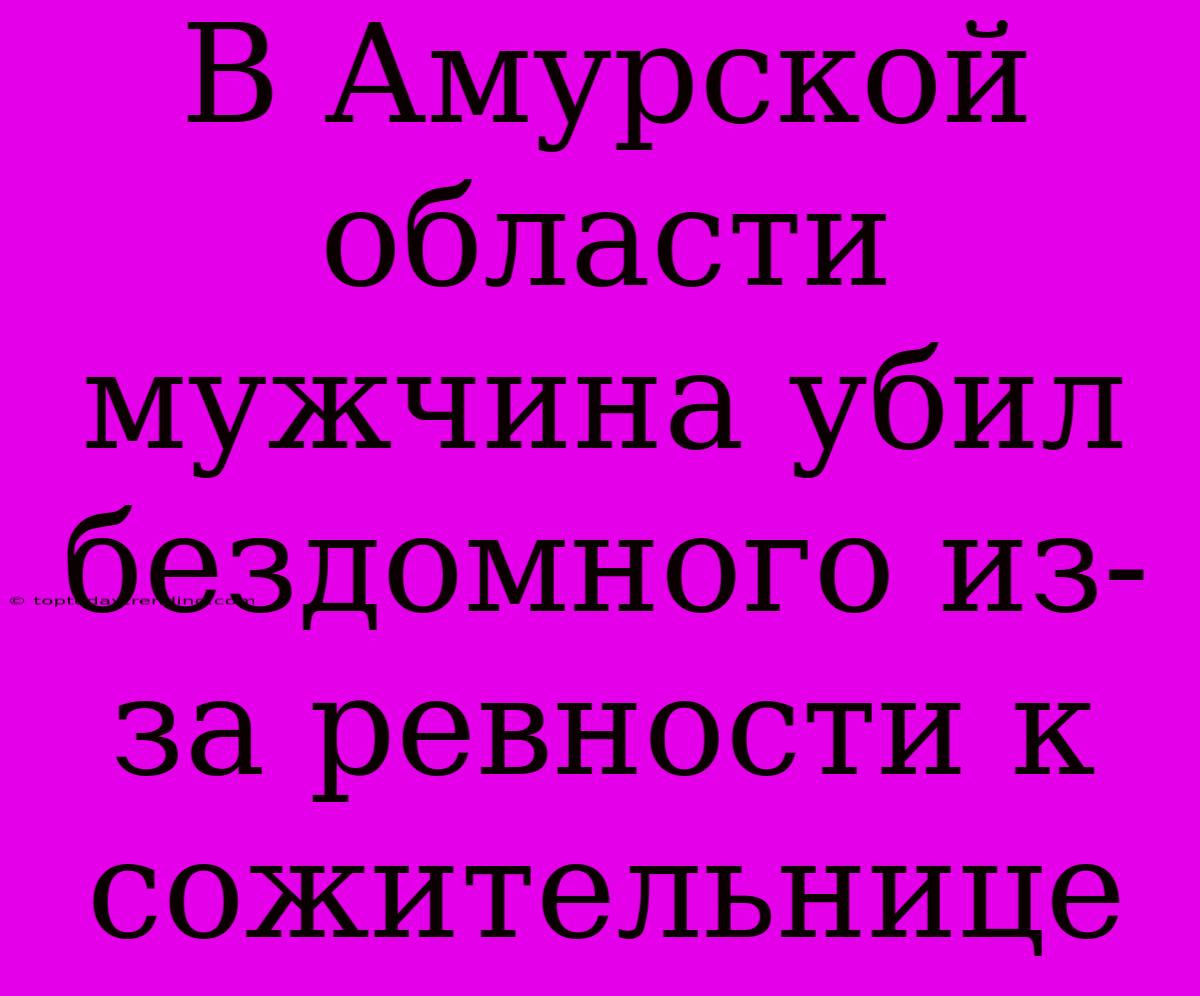 В Амурской Области Мужчина Убил Бездомного Из-за Ревности К Сожительнице