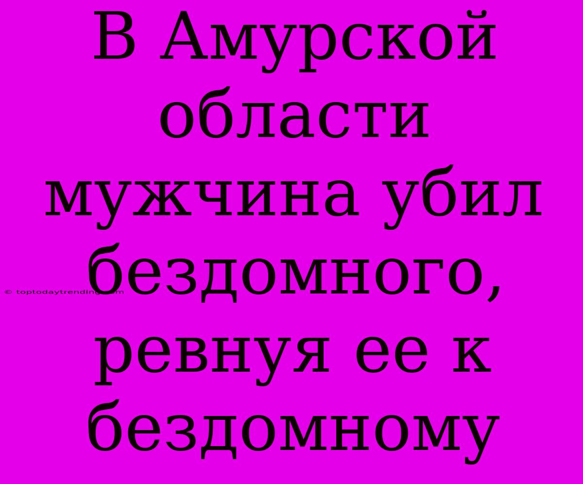 В Амурской Области Мужчина Убил Бездомного, Ревнуя Ее К Бездомному