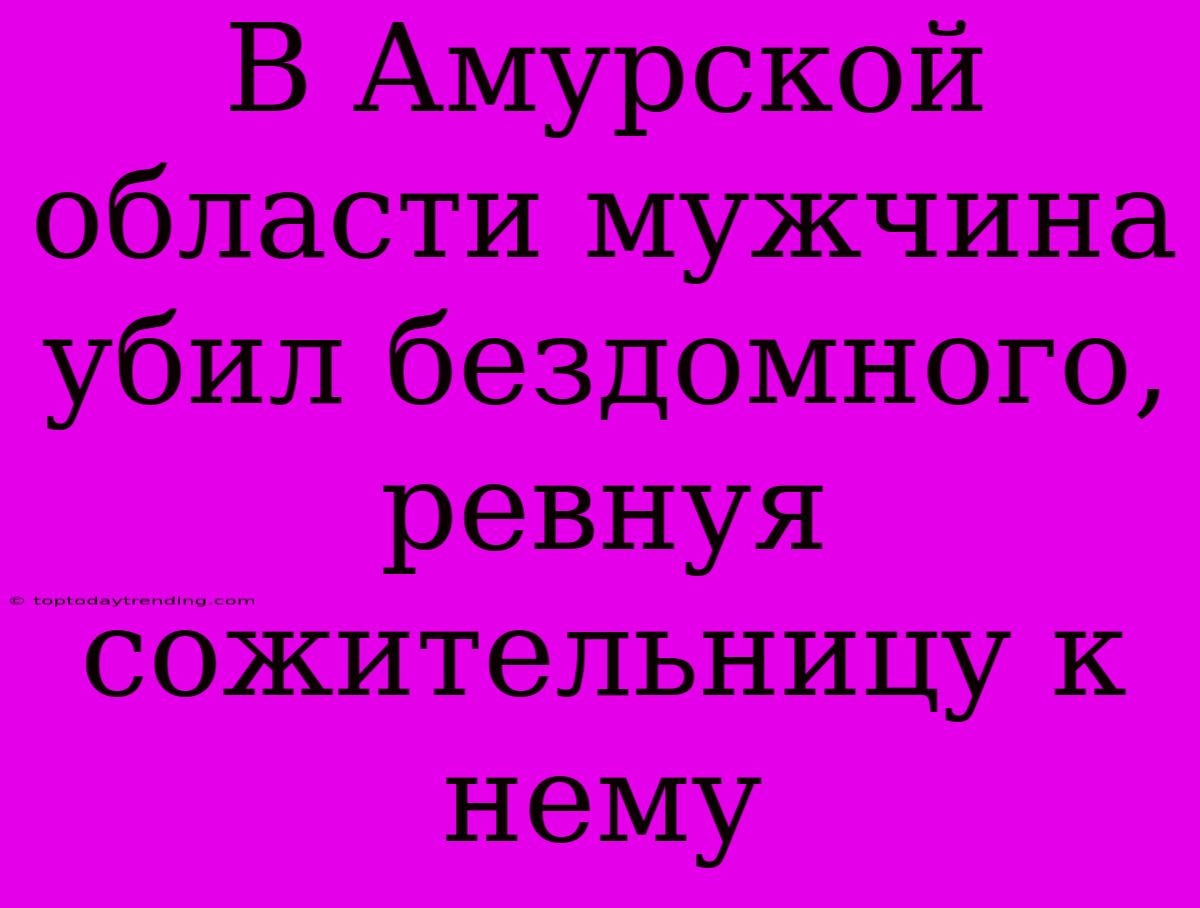 В Амурской Области Мужчина Убил Бездомного, Ревнуя Сожительницу К Нему