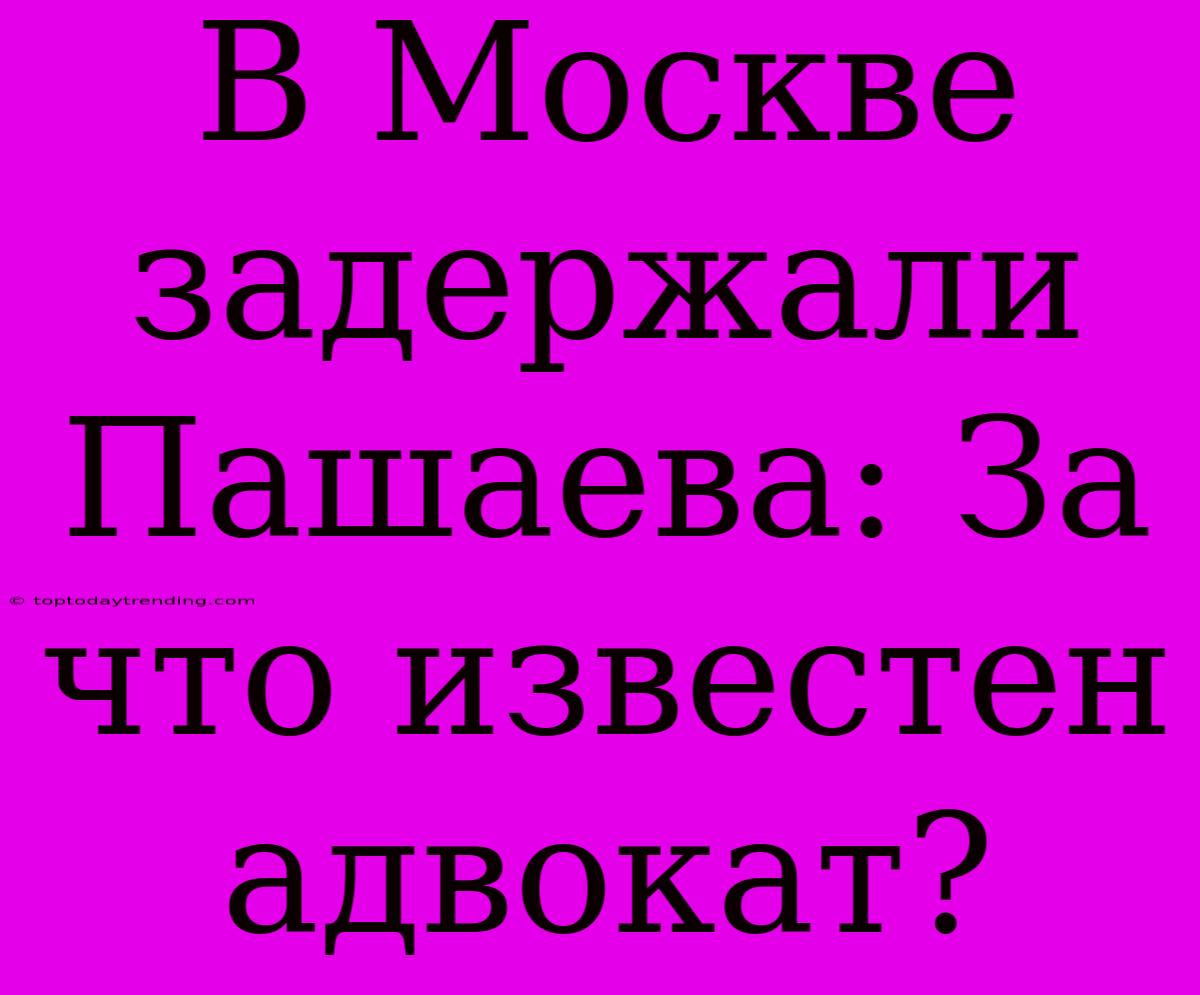 В Москве Задержали Пашаева: За Что Известен Адвокат?