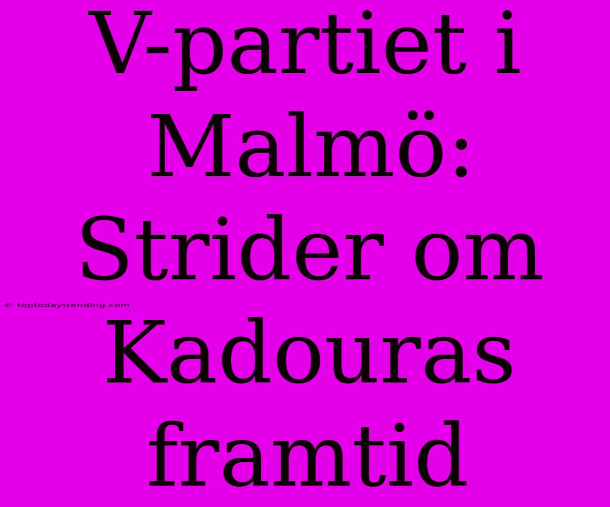 V-partiet I Malmö: Strider Om Kadouras Framtid