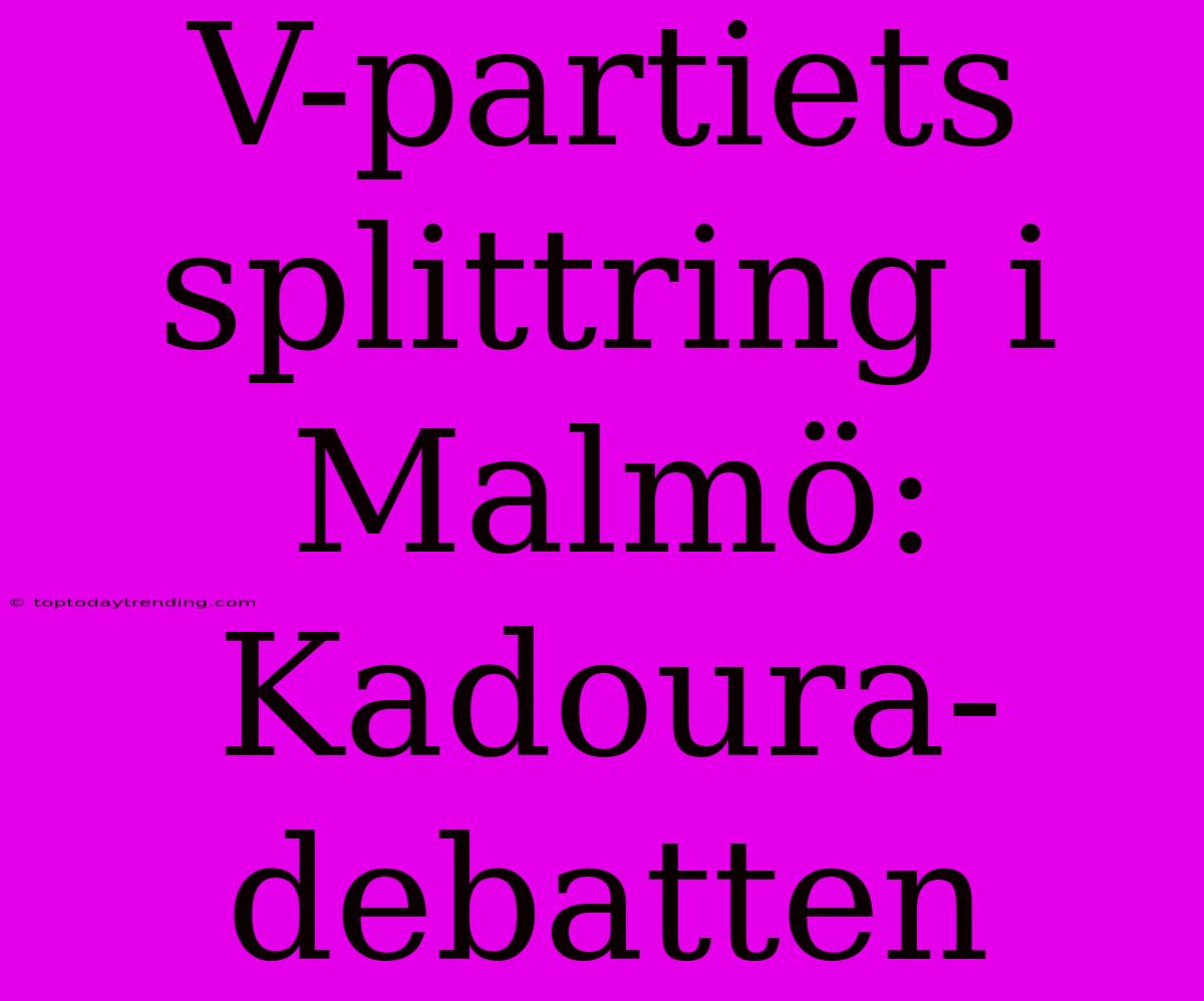 V-partiets Splittring I Malmö: Kadoura-debatten