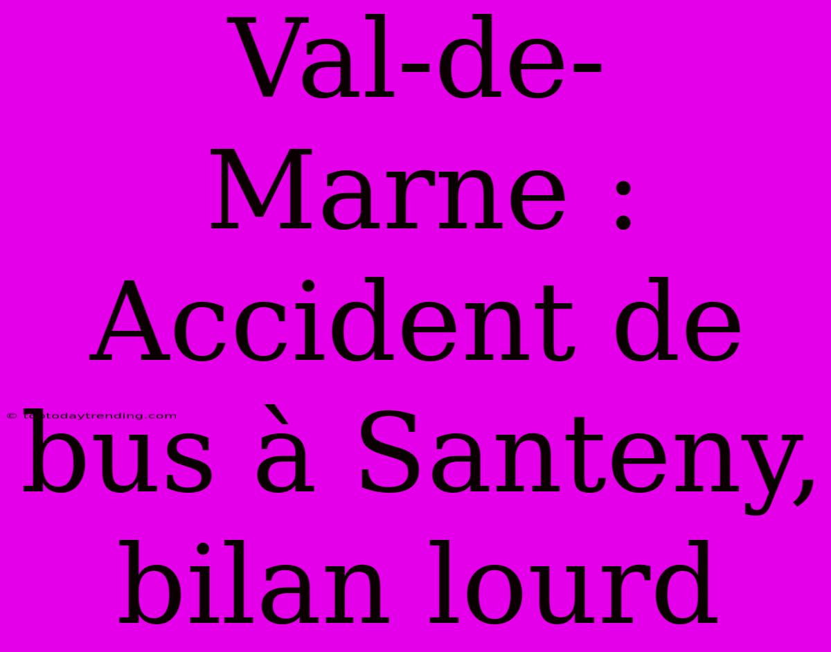 Val-de-Marne : Accident De Bus À Santeny, Bilan Lourd