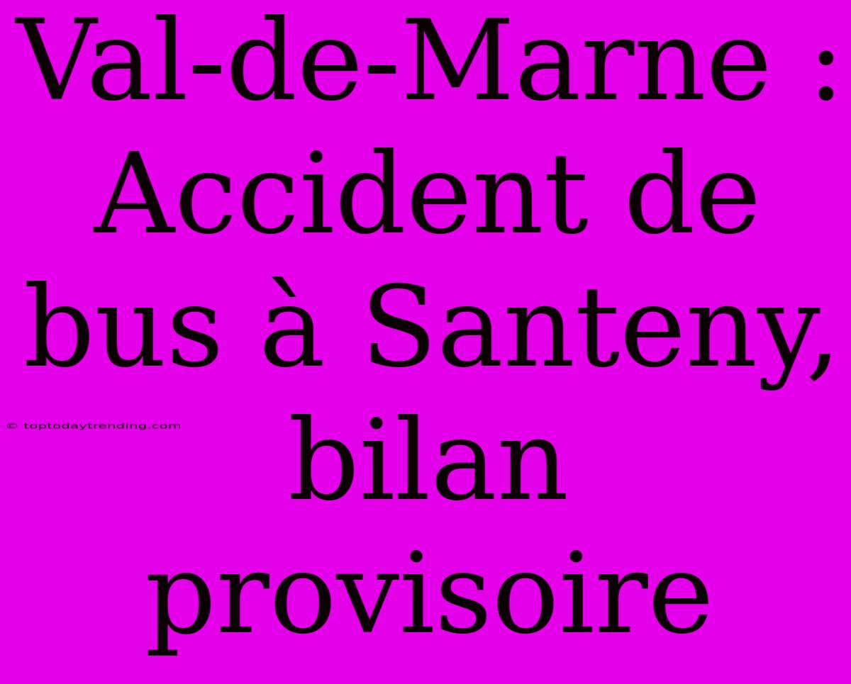 Val-de-Marne : Accident De Bus À Santeny, Bilan Provisoire