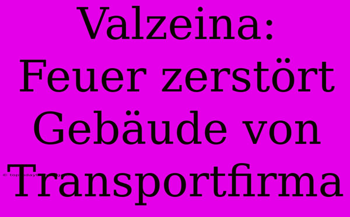 Valzeina: Feuer Zerstört Gebäude Von Transportfirma