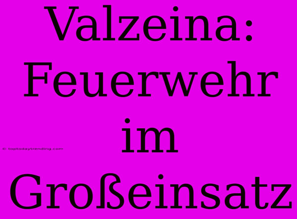 Valzeina: Feuerwehr Im Großeinsatz