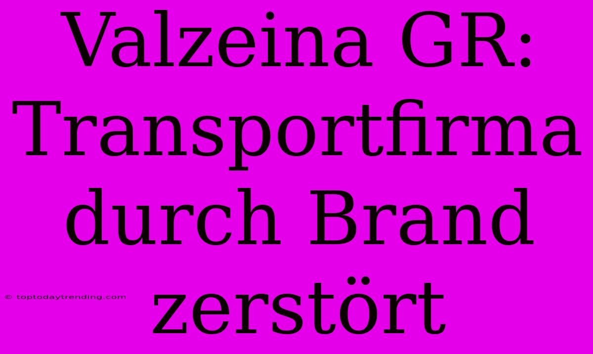 Valzeina GR: Transportfirma Durch Brand Zerstört