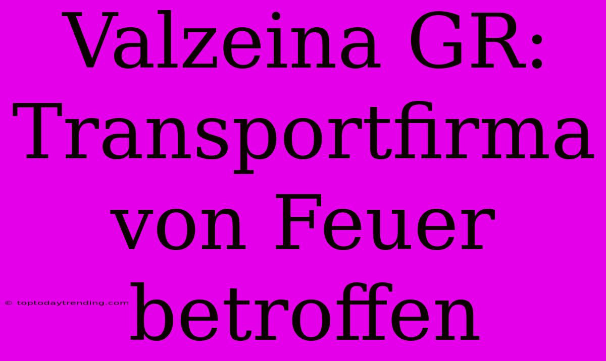 Valzeina GR: Transportfirma Von Feuer Betroffen