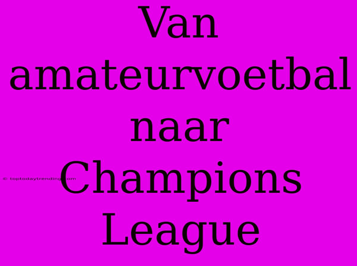 Van Amateurvoetbal Naar Champions League