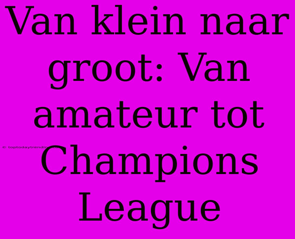 Van Klein Naar Groot: Van Amateur Tot Champions League