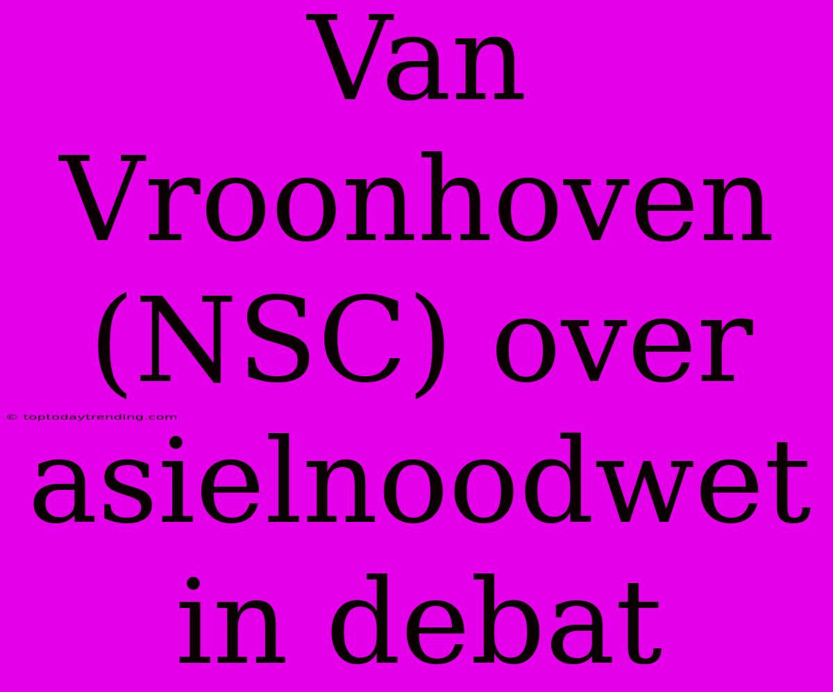 Van Vroonhoven (NSC) Over Asielnoodwet In Debat