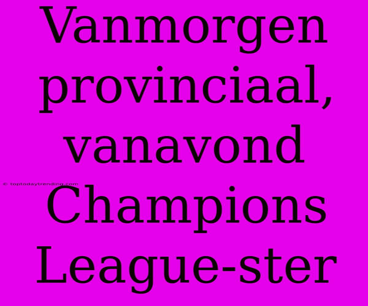 Vanmorgen Provinciaal, Vanavond Champions League-ster