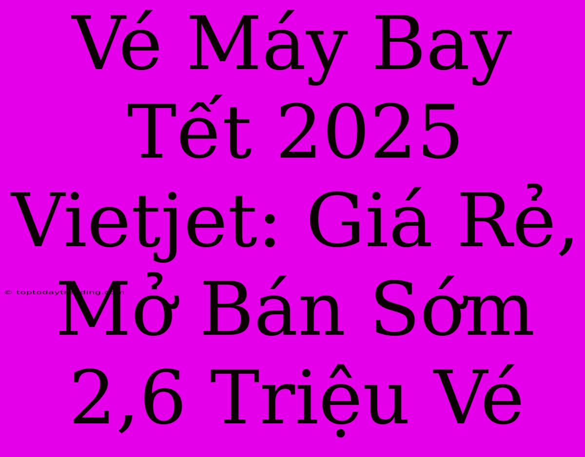 Vé Máy Bay Tết 2025 Vietjet: Giá Rẻ, Mở Bán Sớm 2,6 Triệu Vé