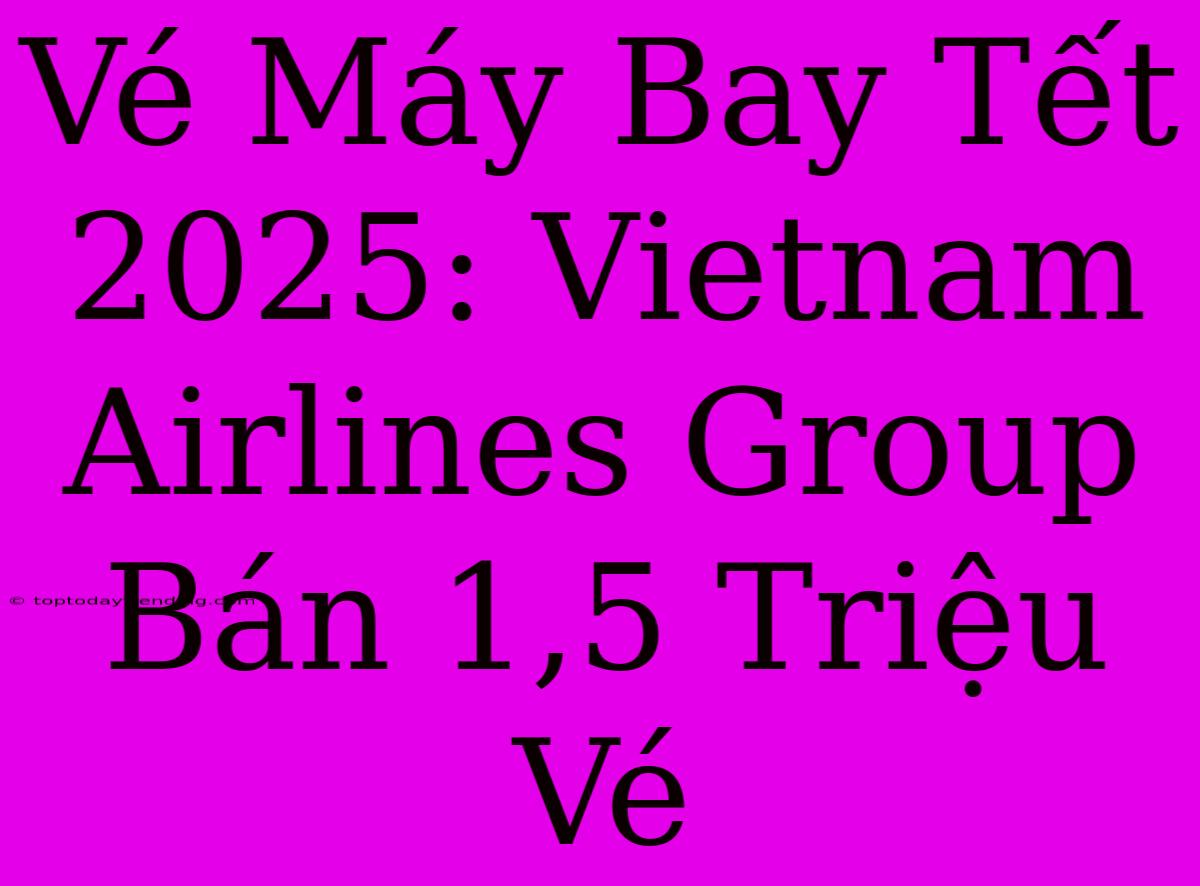 Vé Máy Bay Tết 2025: Vietnam Airlines Group Bán 1,5 Triệu Vé