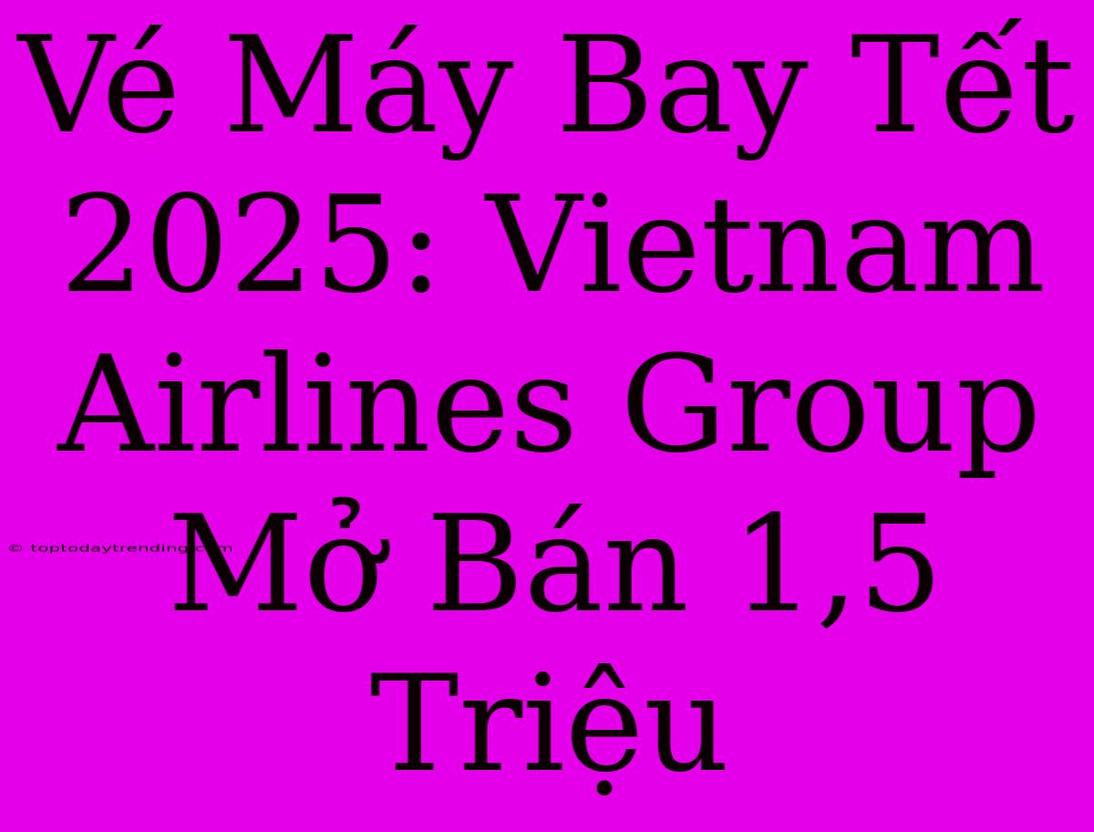 Vé Máy Bay Tết 2025: Vietnam Airlines Group Mở Bán 1,5 Triệu