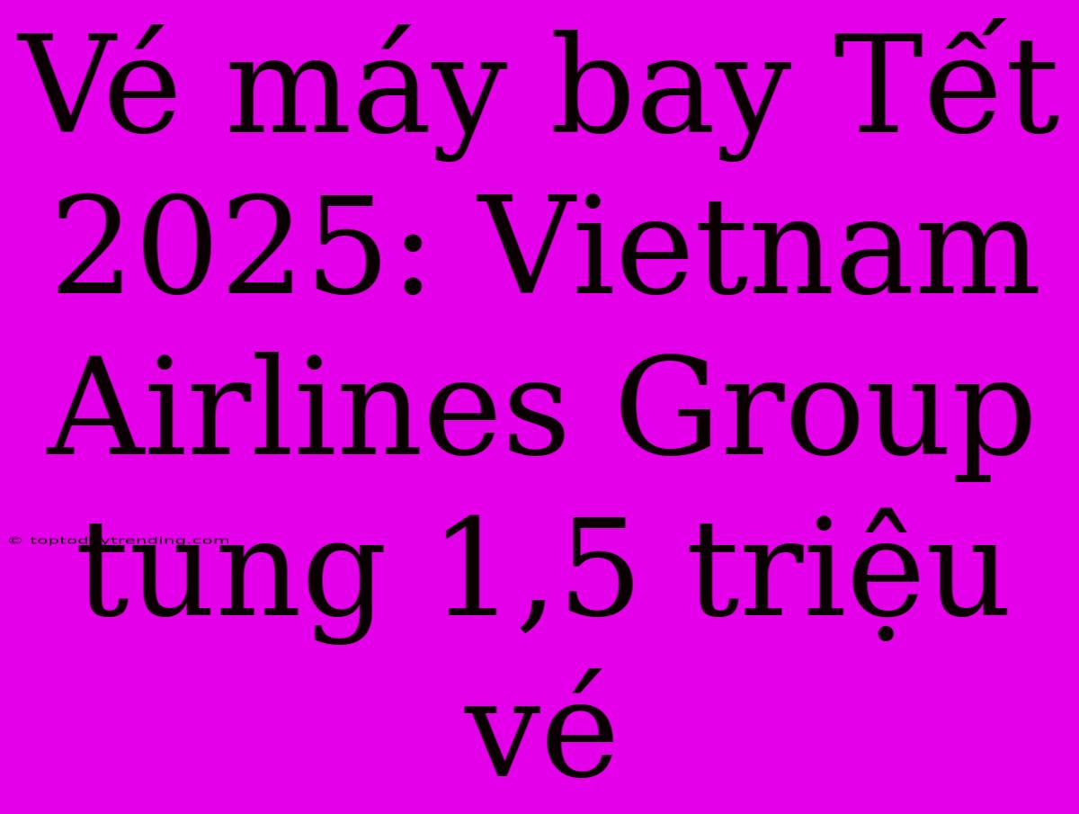 Vé Máy Bay Tết 2025: Vietnam Airlines Group Tung 1,5 Triệu Vé