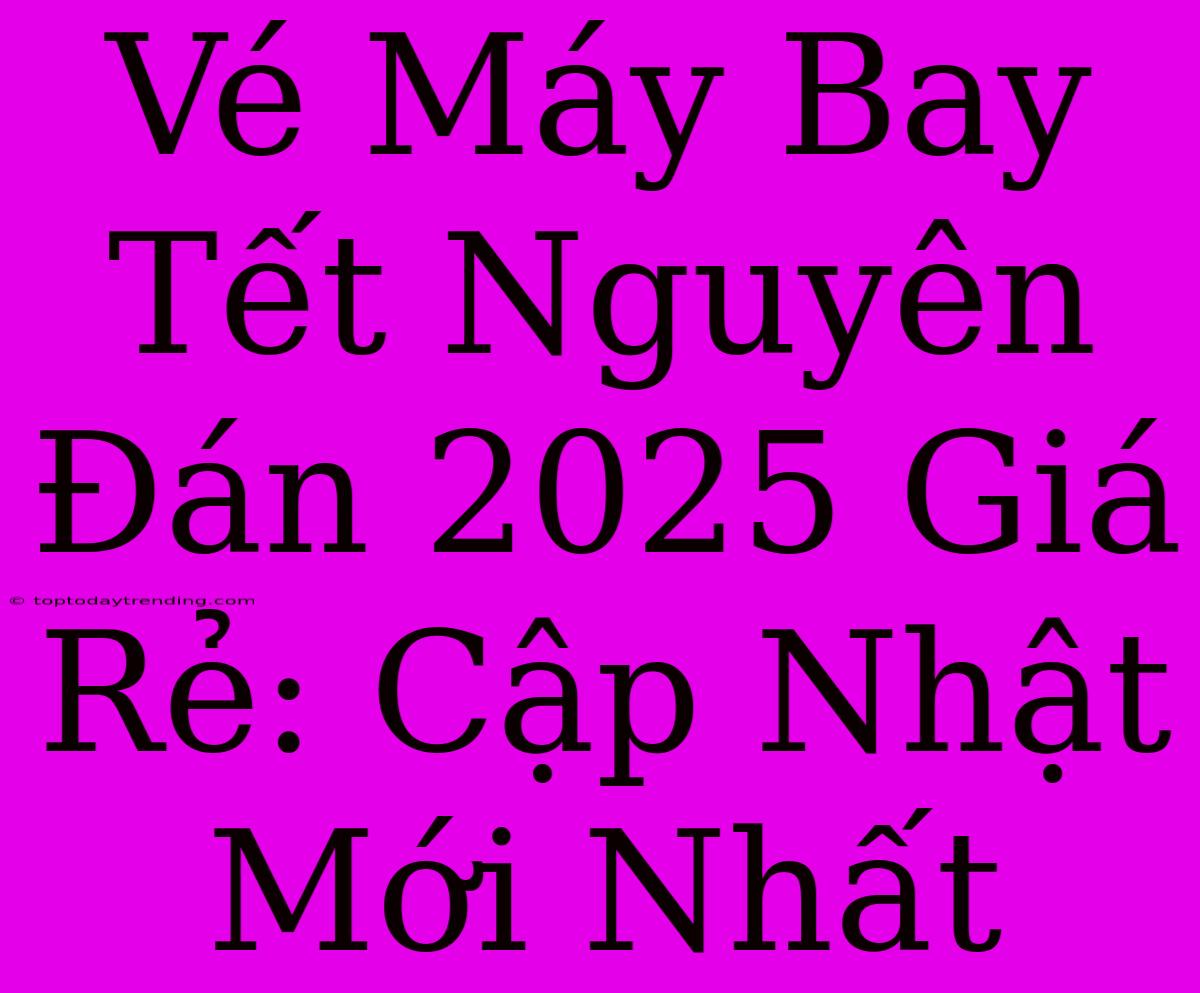 Vé Máy Bay Tết Nguyên Đán 2025 Giá Rẻ: Cập Nhật Mới Nhất