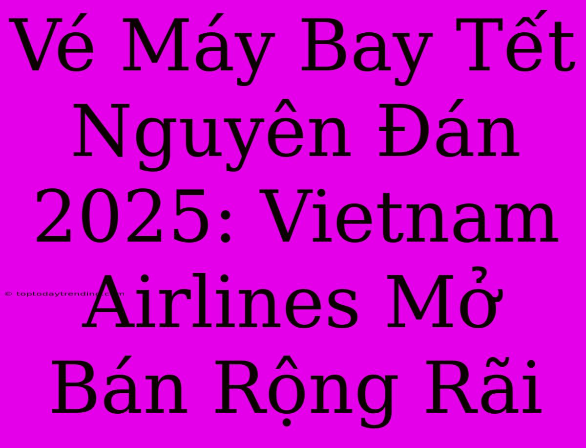 Vé Máy Bay Tết Nguyên Đán 2025: Vietnam Airlines Mở Bán Rộng Rãi