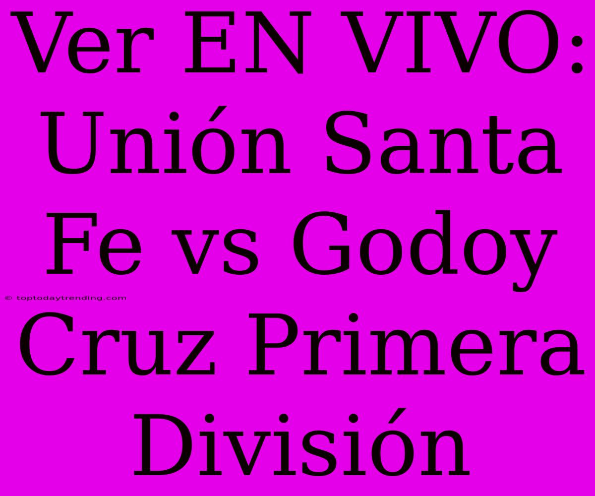 Ver EN VIVO: Unión Santa Fe Vs Godoy Cruz Primera División