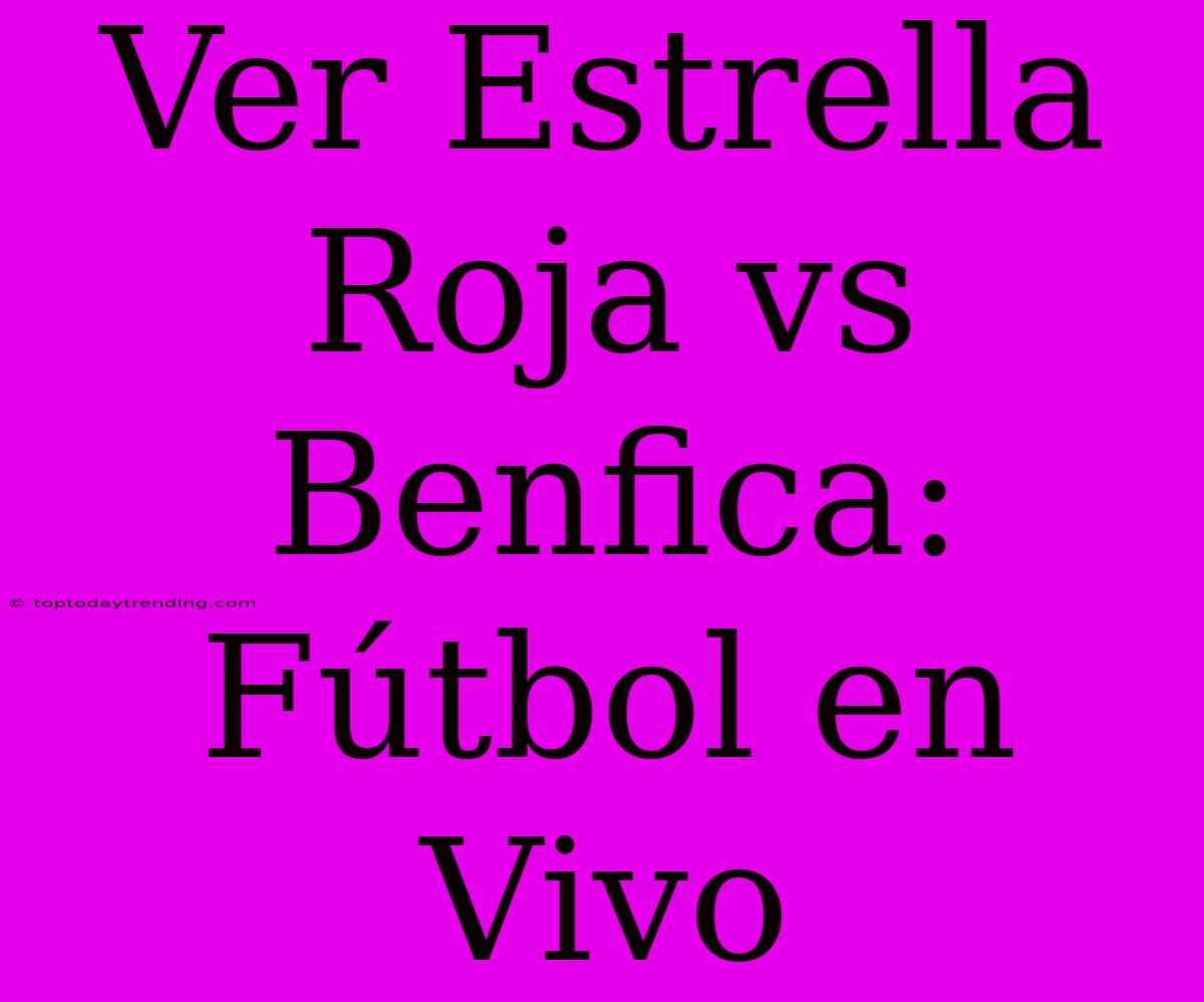 Ver Estrella Roja Vs Benfica: Fútbol En Vivo