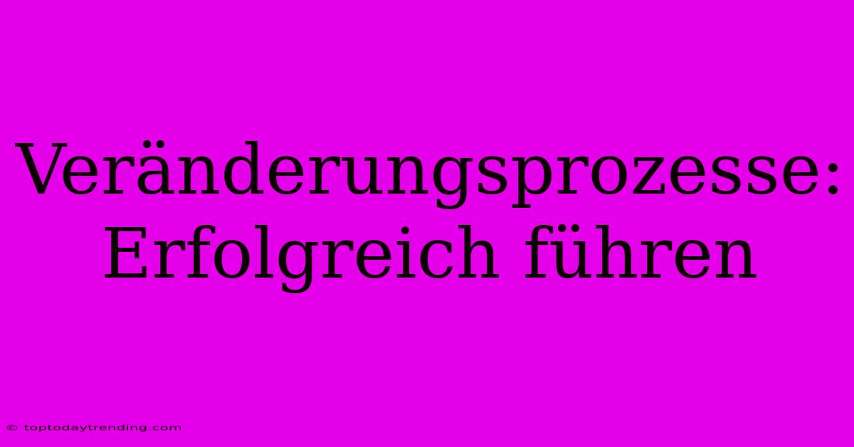 Veränderungsprozesse: Erfolgreich Führen