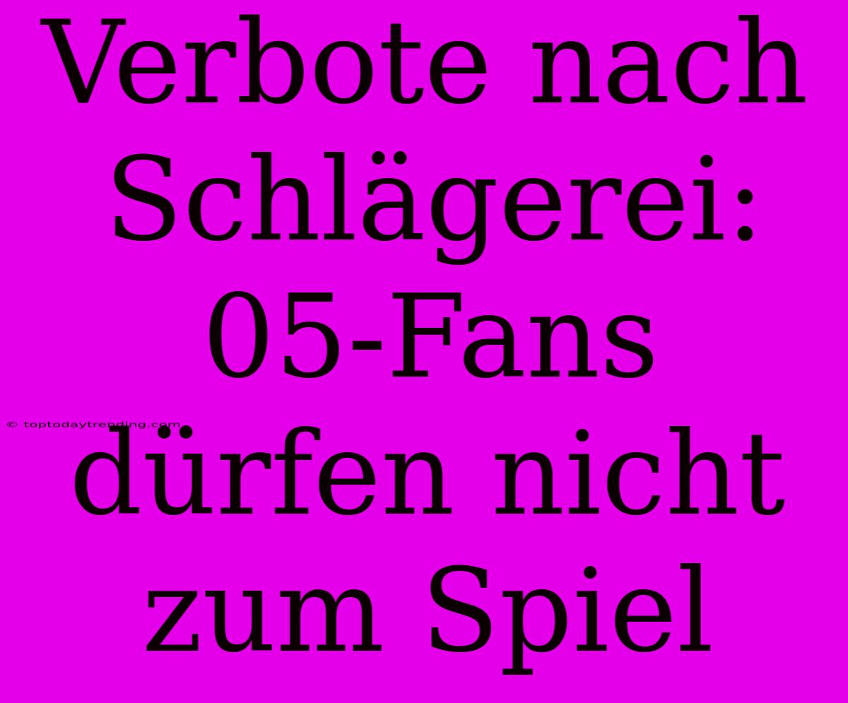 Verbote Nach Schlägerei: 05-Fans Dürfen Nicht Zum Spiel