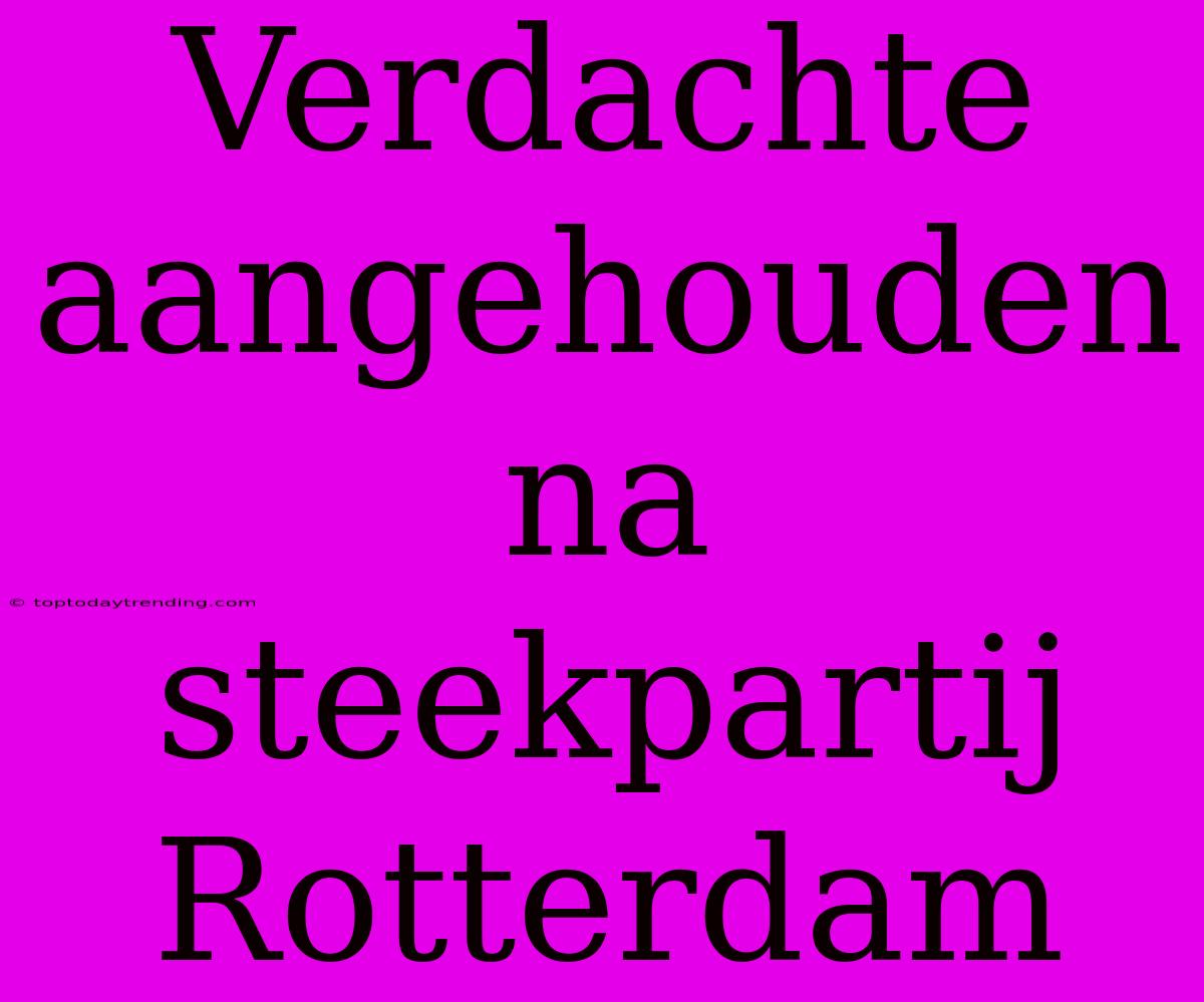 Verdachte Aangehouden Na Steekpartij Rotterdam