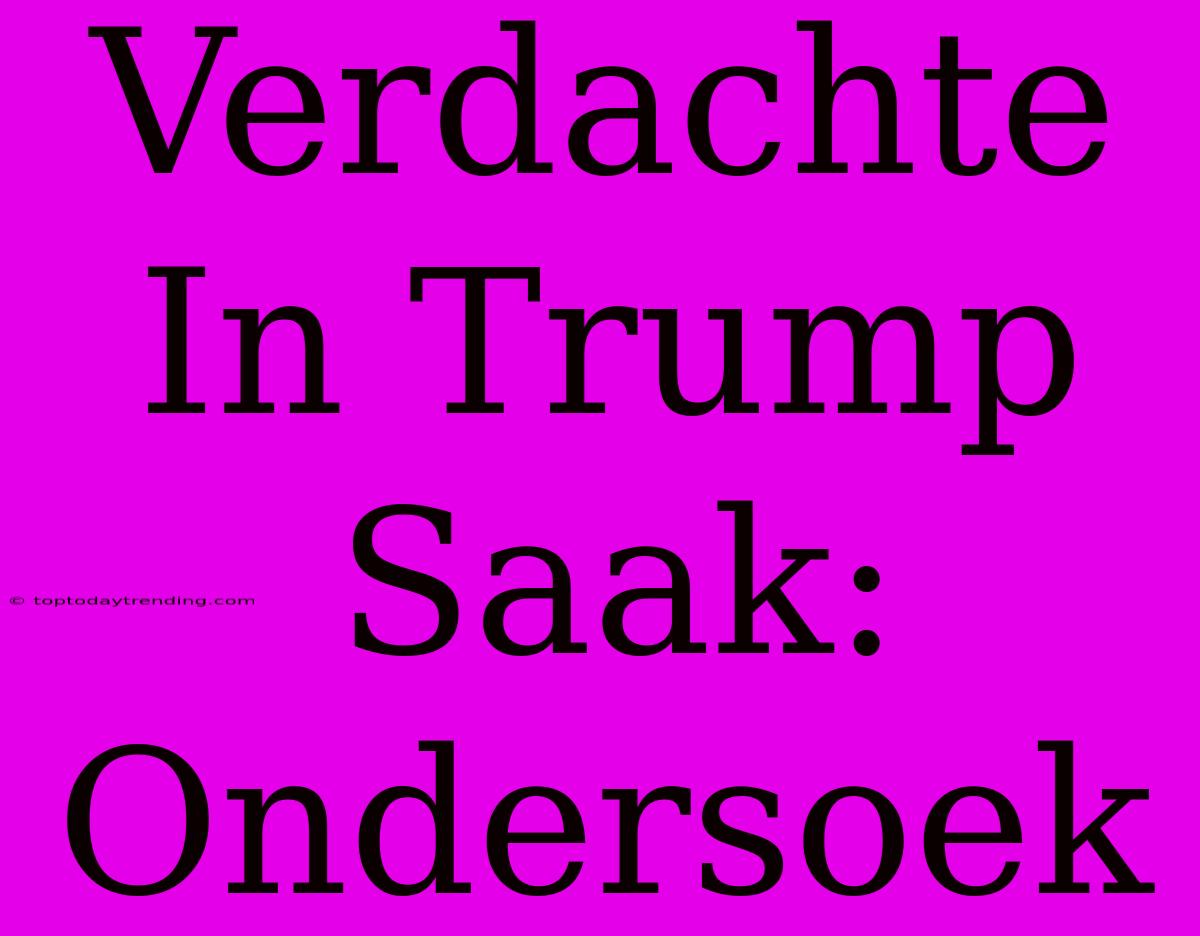 Verdachte In Trump Saak: Ondersoek