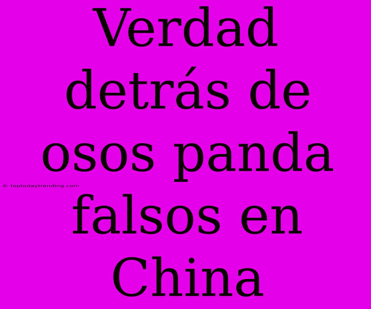 Verdad Detrás De Osos Panda Falsos En China