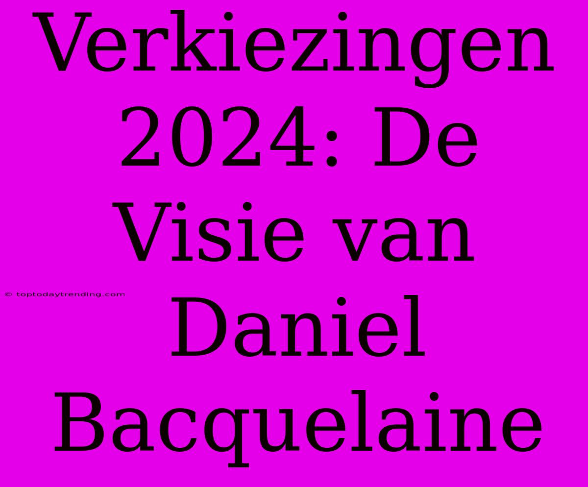 Verkiezingen 2024: De Visie Van Daniel Bacquelaine