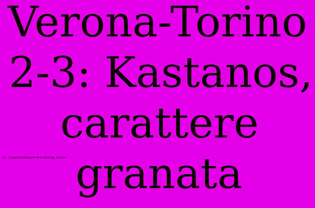 Verona-Torino 2-3: Kastanos, Carattere Granata