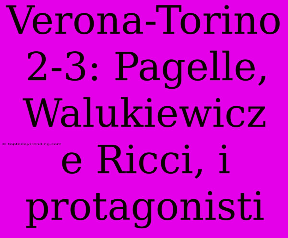 Verona-Torino 2-3: Pagelle, Walukiewicz E Ricci, I Protagonisti