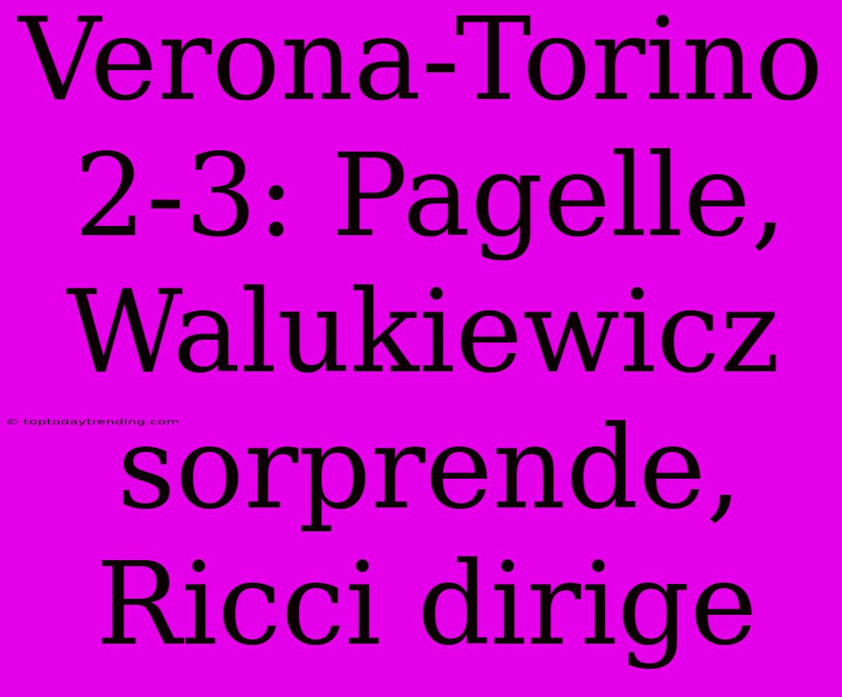 Verona-Torino 2-3: Pagelle, Walukiewicz Sorprende, Ricci Dirige