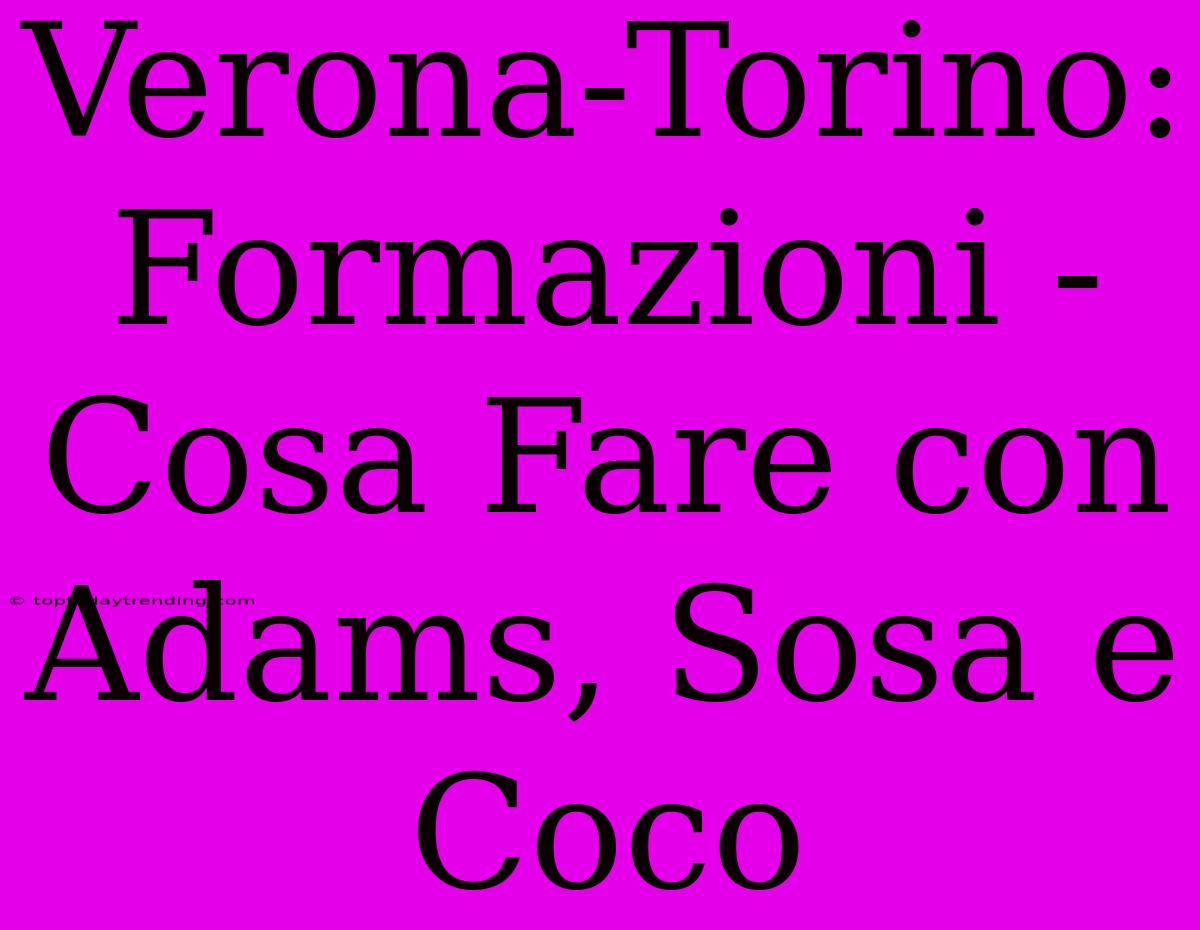 Verona-Torino: Formazioni - Cosa Fare Con Adams, Sosa E Coco