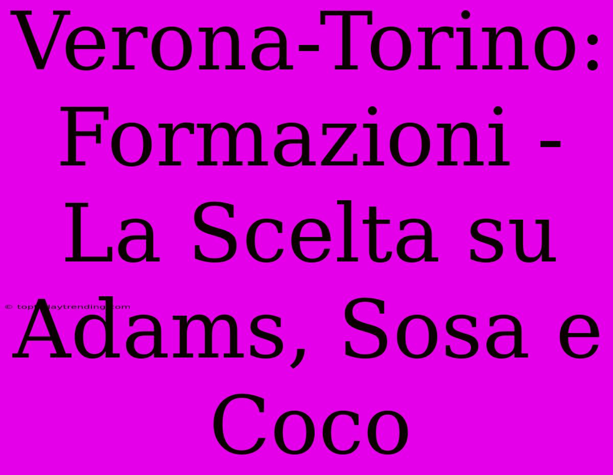 Verona-Torino: Formazioni - La Scelta Su Adams, Sosa E Coco