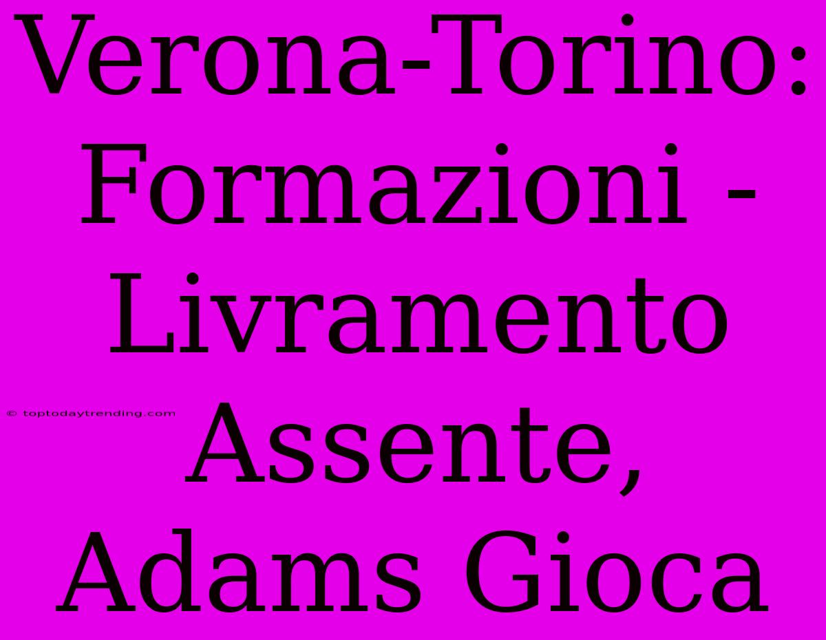 Verona-Torino: Formazioni - Livramento Assente, Adams Gioca