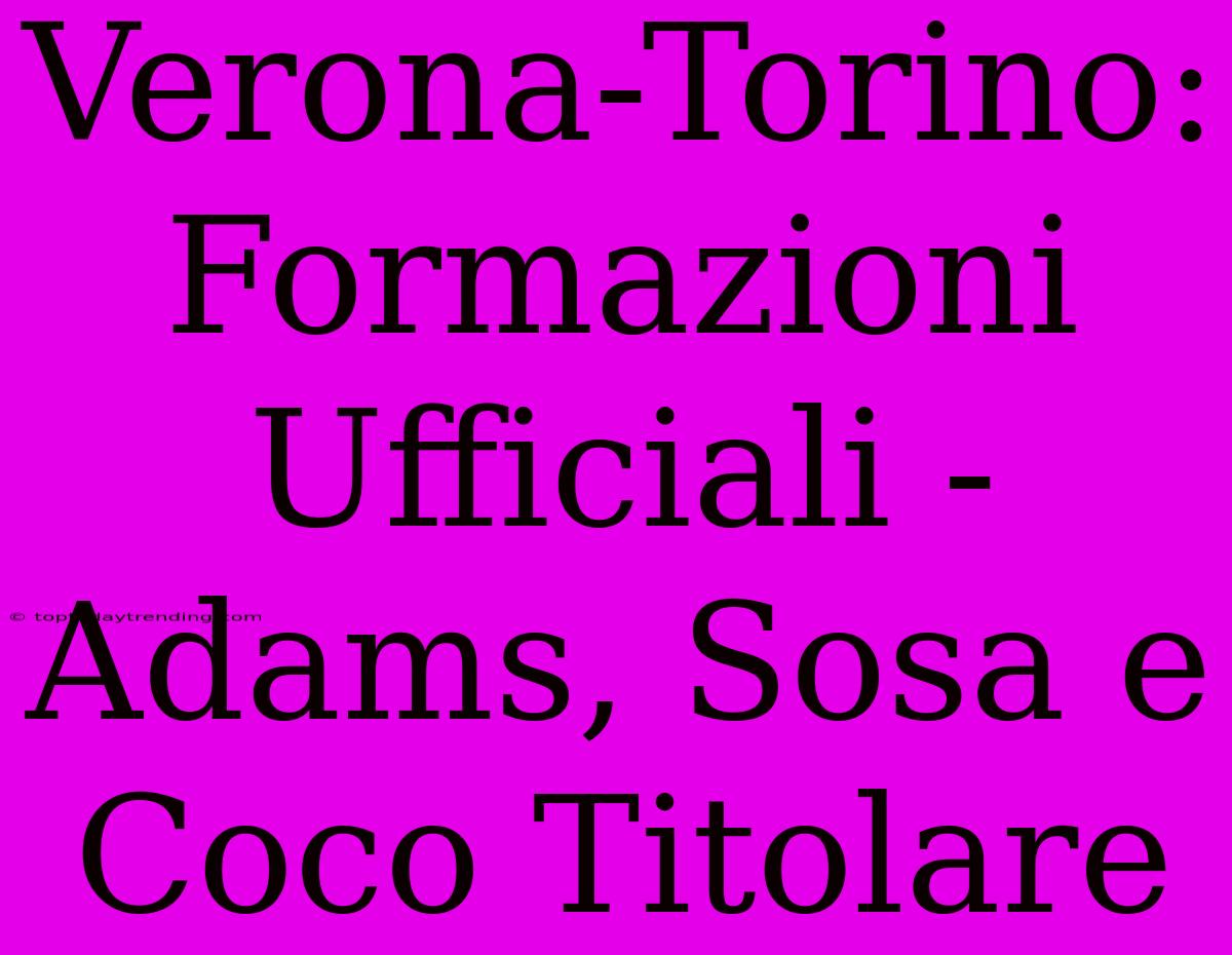 Verona-Torino: Formazioni Ufficiali - Adams, Sosa E Coco Titolare